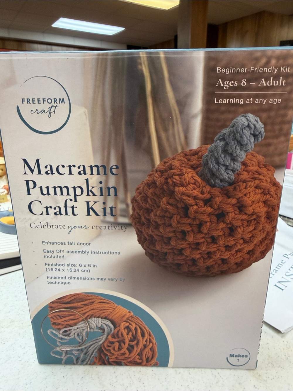 Freeform craft Macrame Pumpkin Craft Kit - Orange NIB
